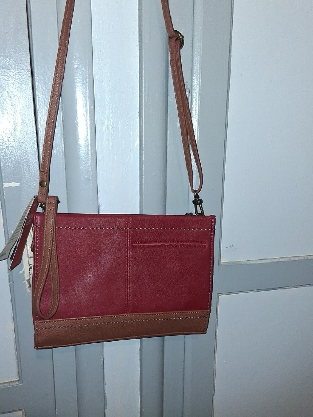 The Sak Two-Tone Burgundy and Brown Crossbody Convertable - Picture 5 of 16